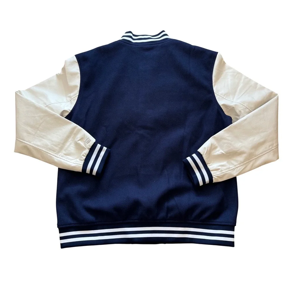 Homefield Auburn Men Varsity Jacket Navy Blue Cream Letterman Chenille A PatchXL
